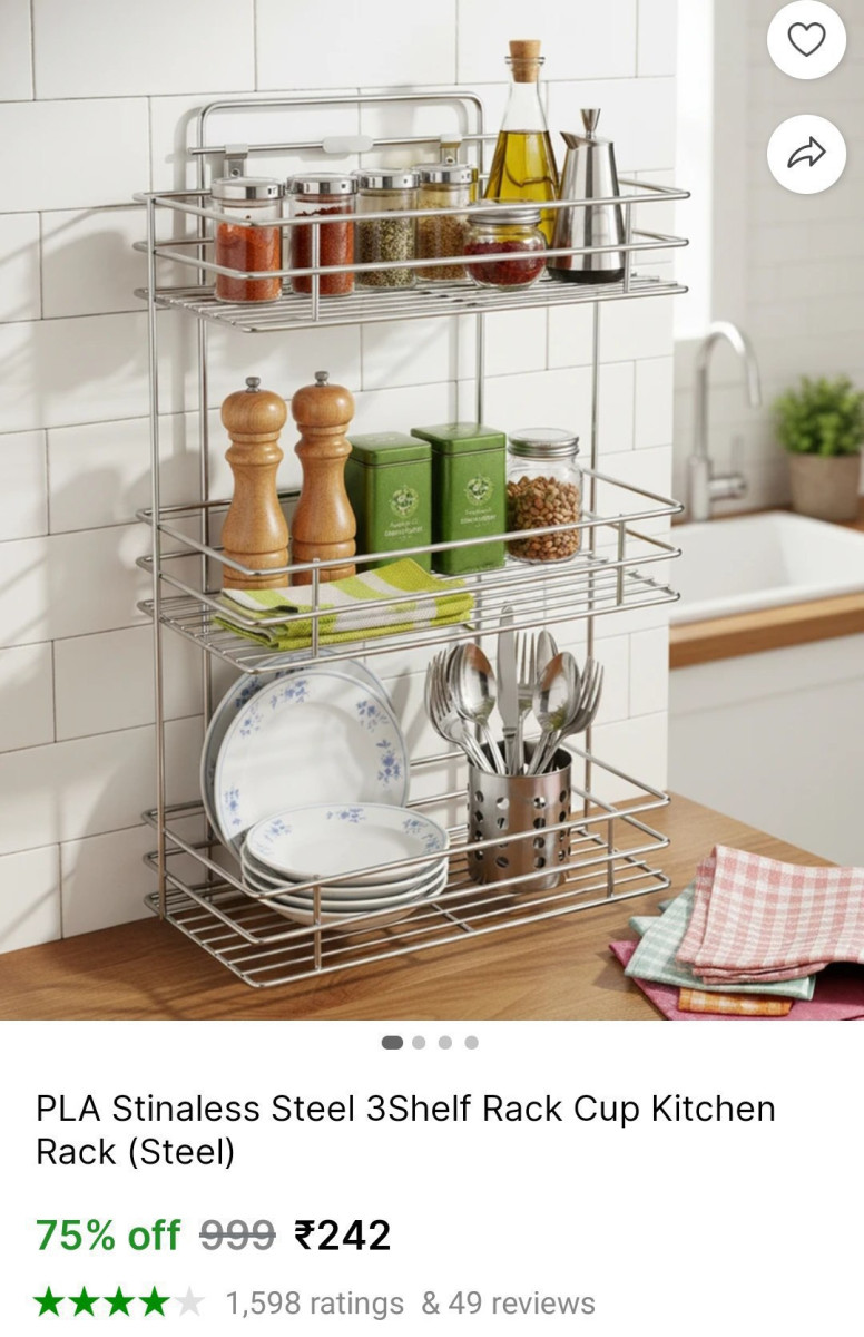 Stinaless Steel 3 Shelf Rack 242 – Best Price in India