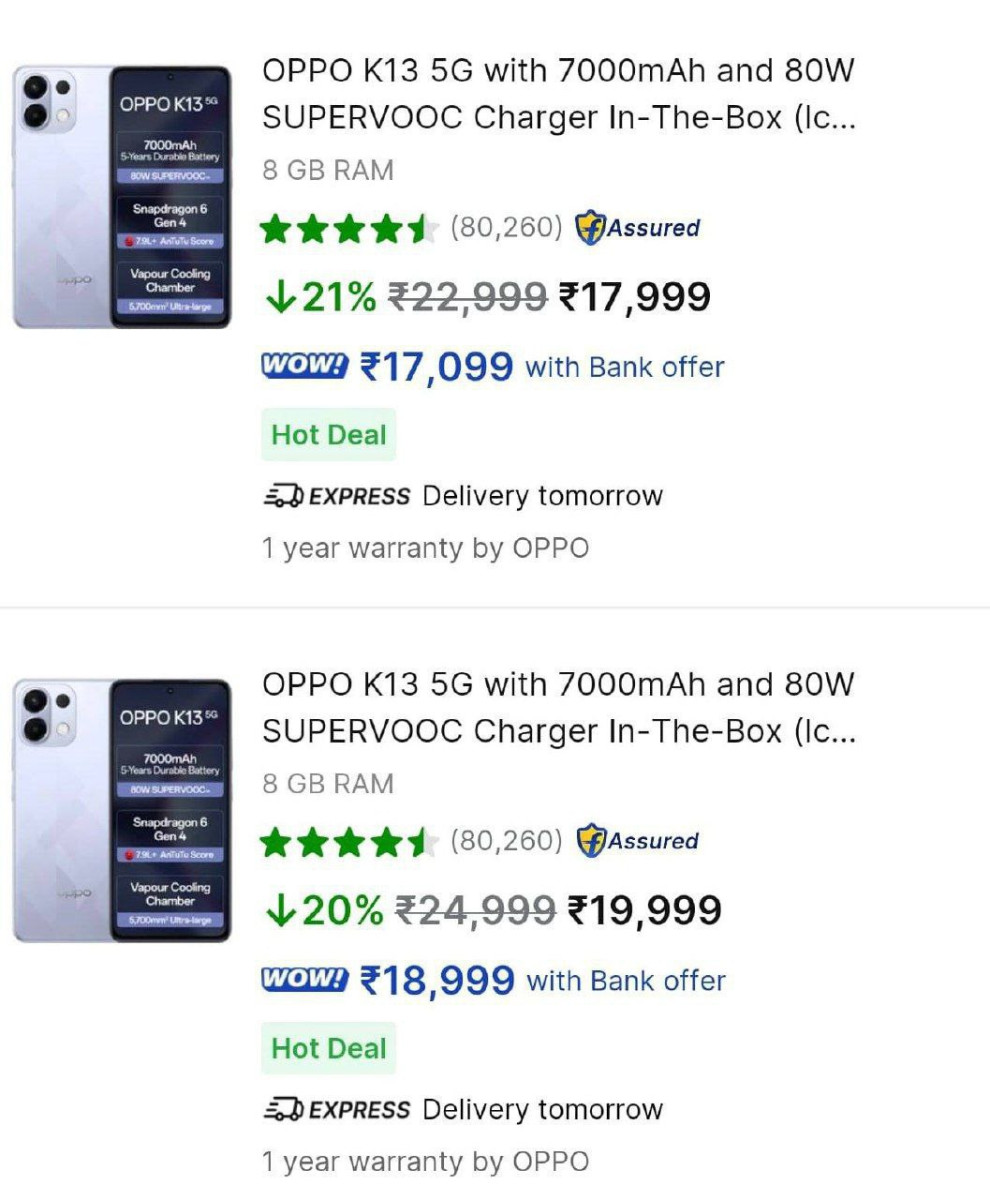 Oppo K13 Back To Launch Priceavailable On Flipkart 17 999get Extra 5 Cashba