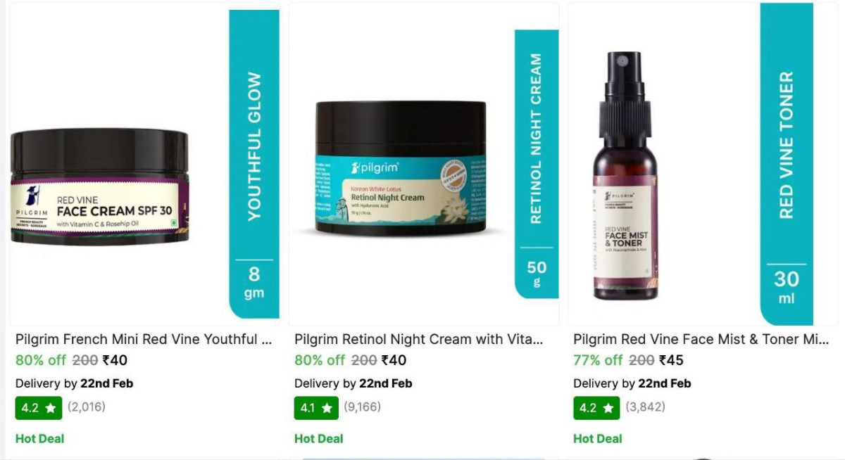 Loot Pilgrim Beauty Products Starts At 40 – Best Price in India