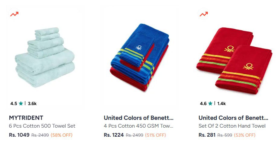 Myntra Min 50 On Towel Sets 85 On Bath Towels – Best Price in India