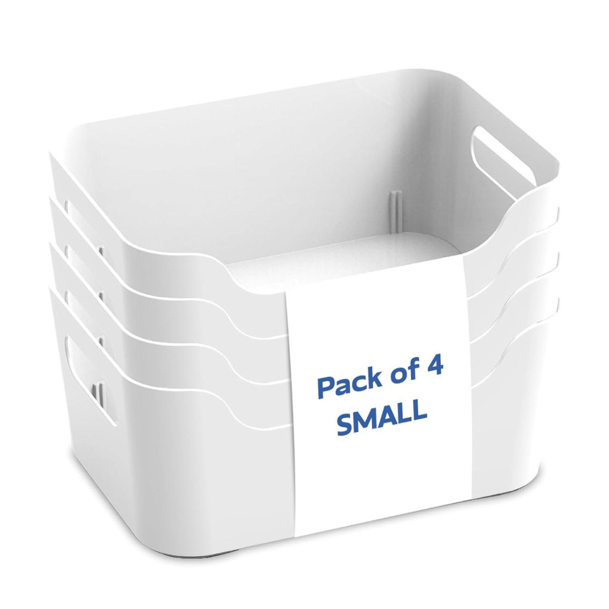 Kolorr Jolly Plastic Small Basket With Handle For Storage Box Pack Of 4 - N