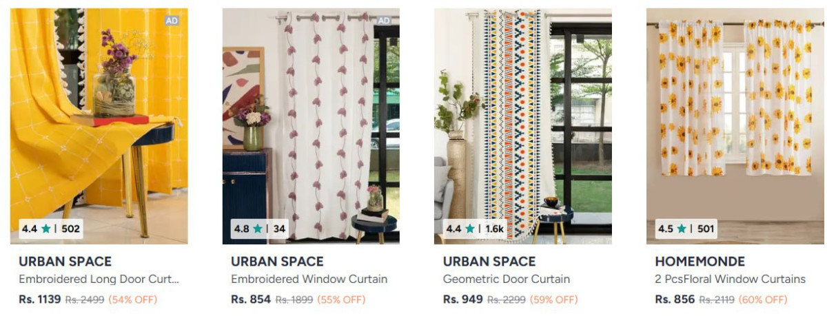 Myntra Min 60 On Cotton And Linen Curtains Blackout Curtian Sets Starting 2