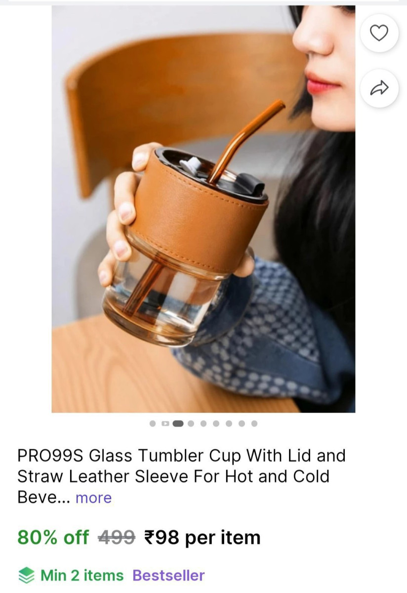 Glass Tumbler Cup With Lid And Straw 98 – Best Price in India