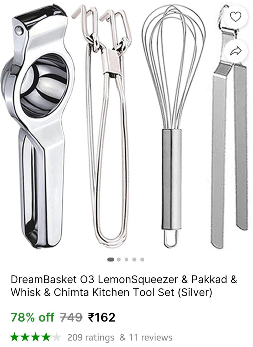 Kitchen Tool Set (silver) Rs 162 – Best Price in India