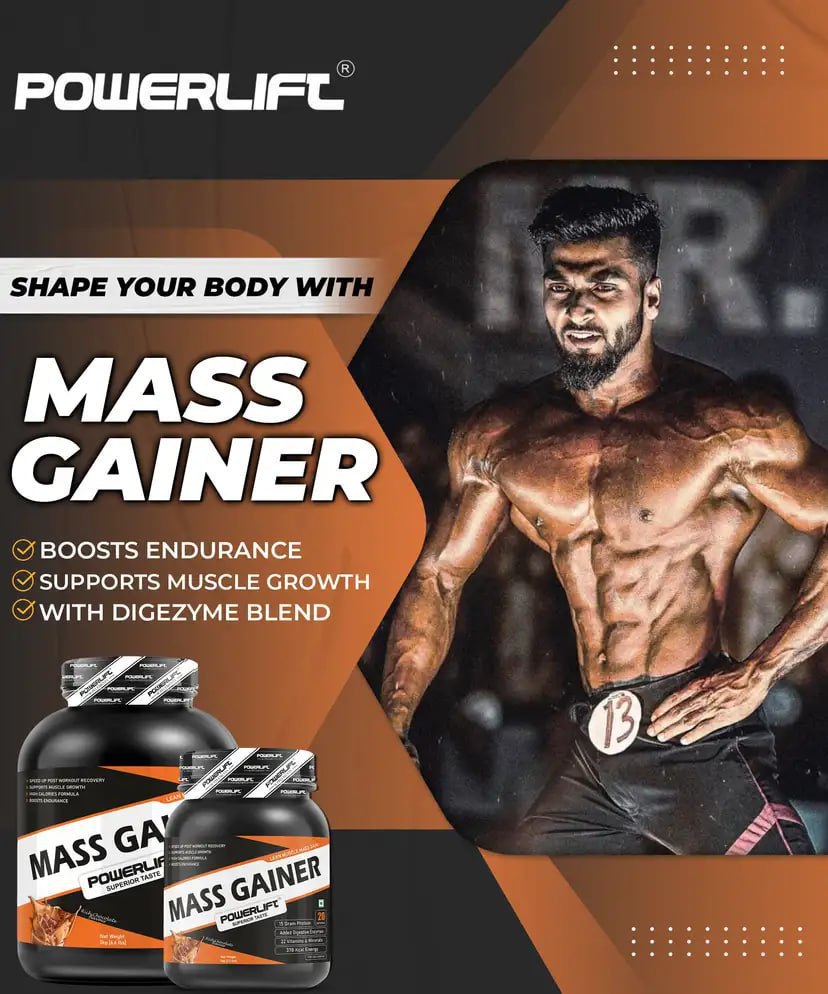 Powerlift Muscle Mass Gainer Protein Powder 490more – Best Price in India
