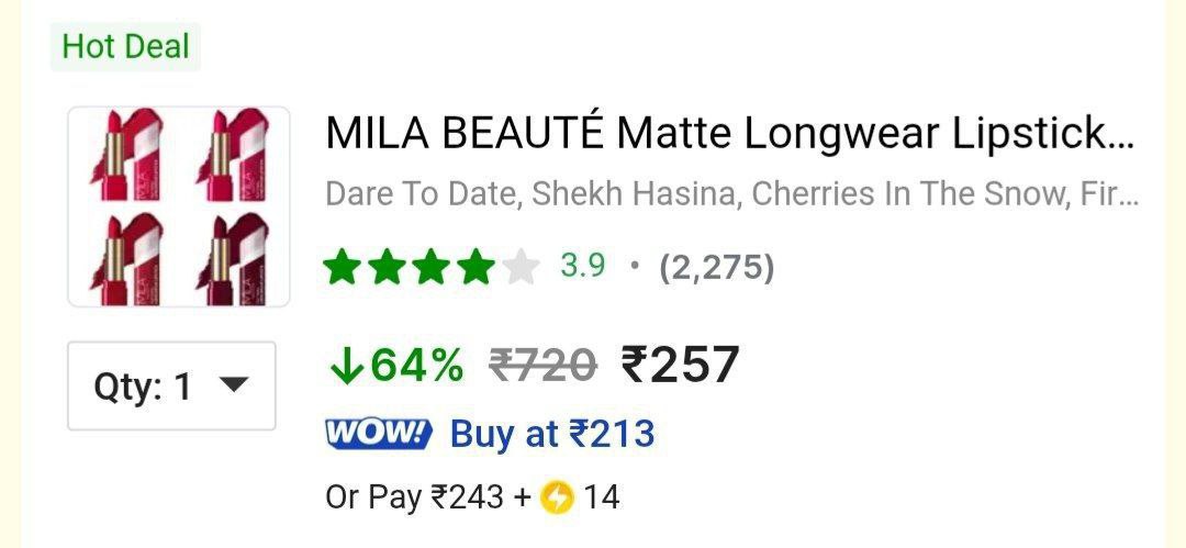 Grab Mila Beaute Matte Lipstick Combo (pack Of 4) 257masterlink More Deals 