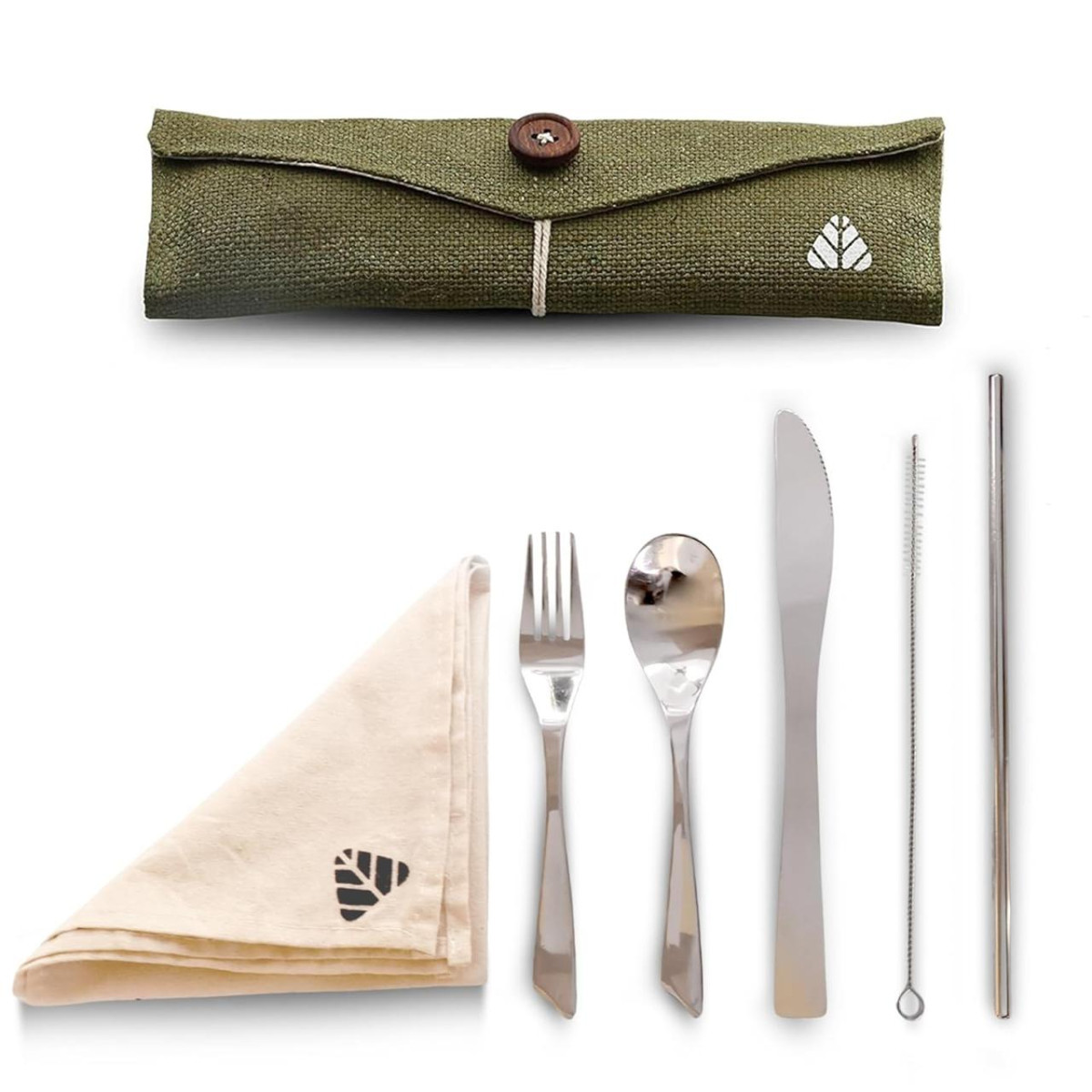 Rusabl Stainless Steel Cutlery Set (pack Of 6 Green) Reusable Travel Pack 2