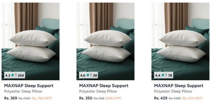 Myntra Pack Of 2 Pillows Starting 369 – Best Price in India