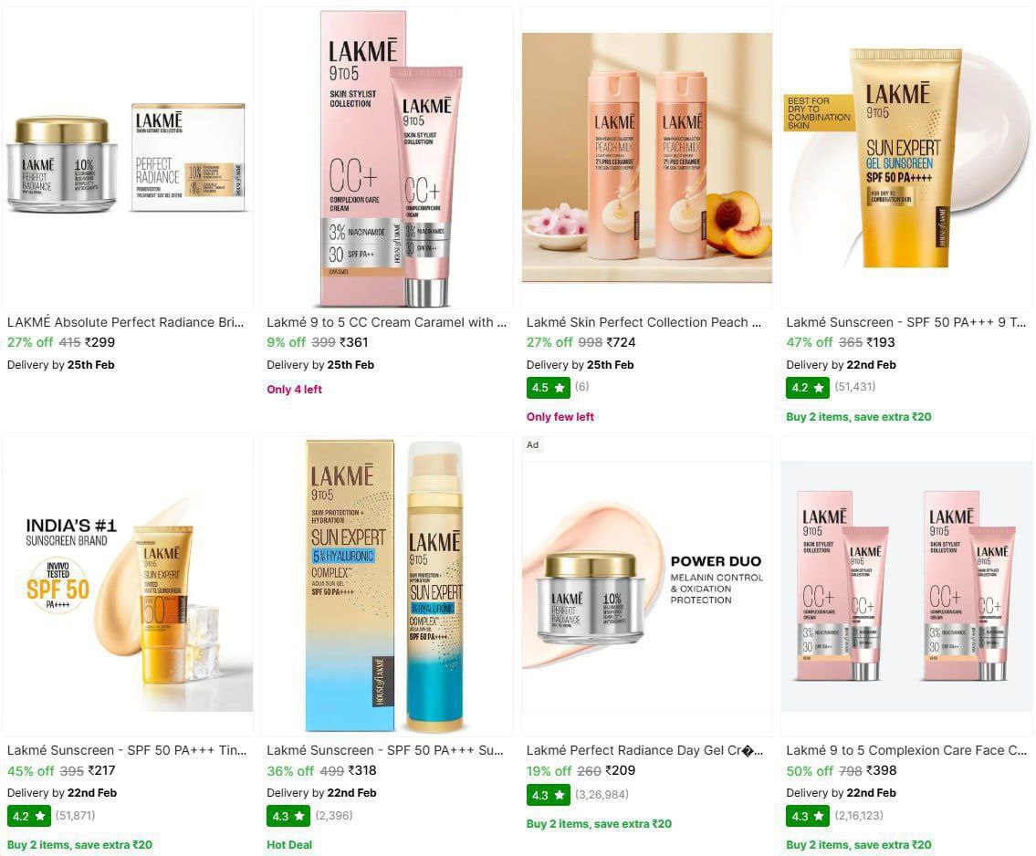 On Lakme Beauty Products – Best Price in India