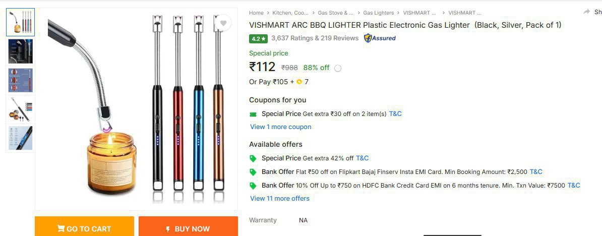 Vishmart Arc Lighter Just 112windproof Rechargeable For Daily Use – Best Pr