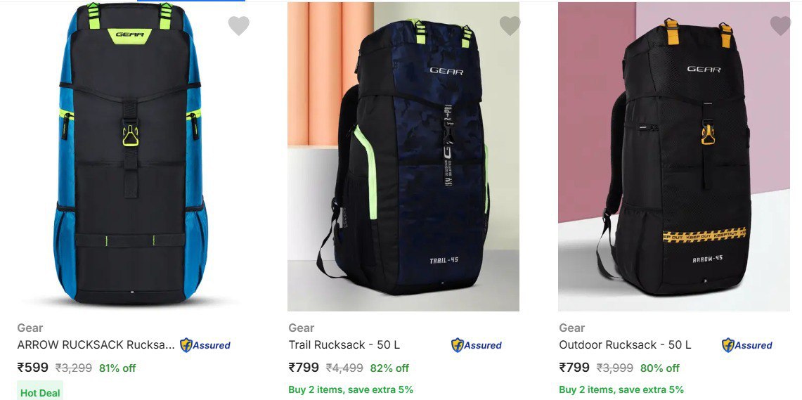 Flipkart Gear Rucksacks 80 – Best Price in India