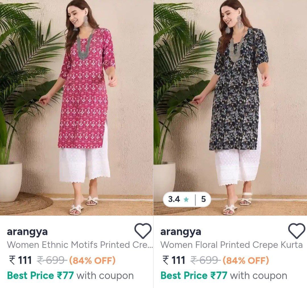 Myntra Loot Women Kurta 111 – Best Price in India