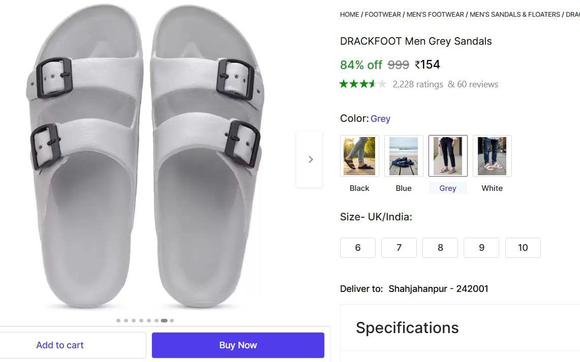 Men S Grey Sandals 154 – Best Price in India
