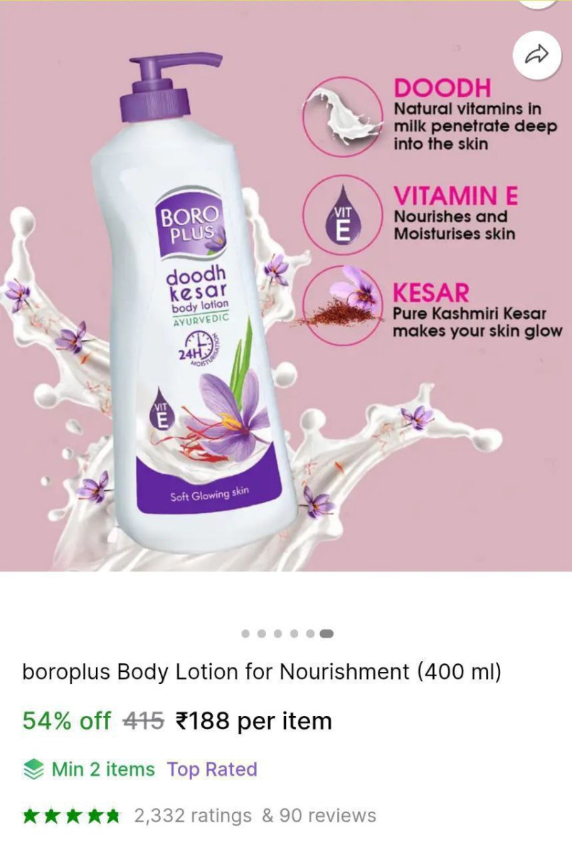Boro Plus Body Lotion 188min Buy - 2 – Best Price in India