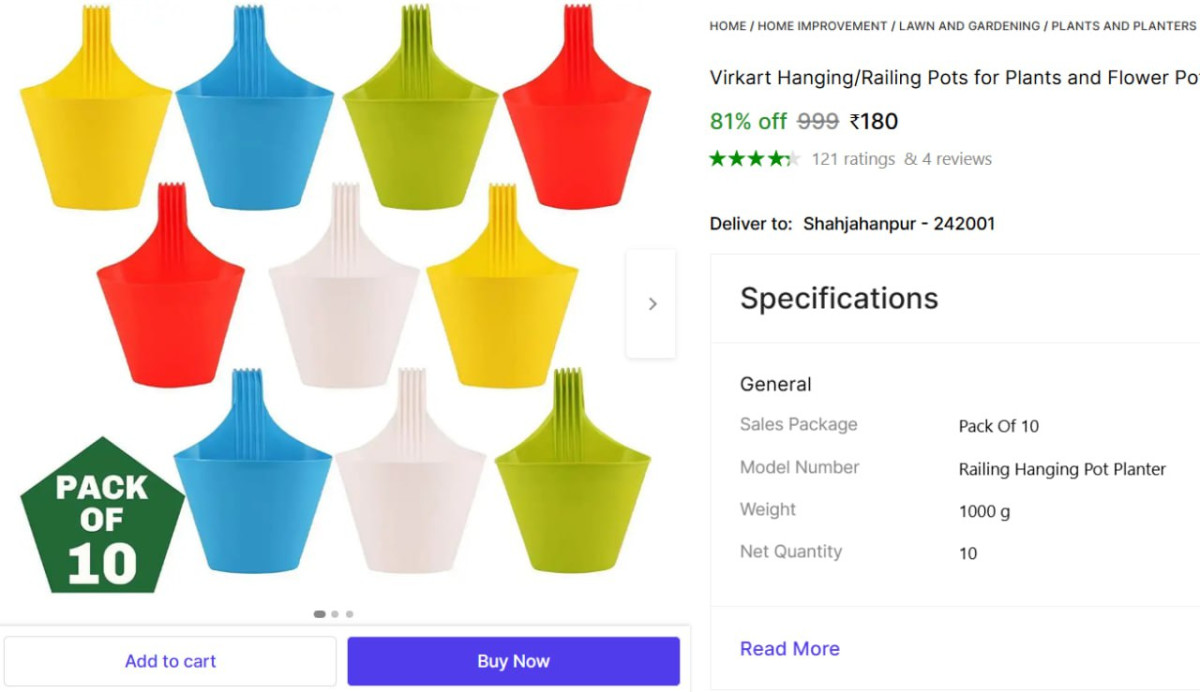 (pack Of 10) Balcony Plant Container 180 – Best Price in India