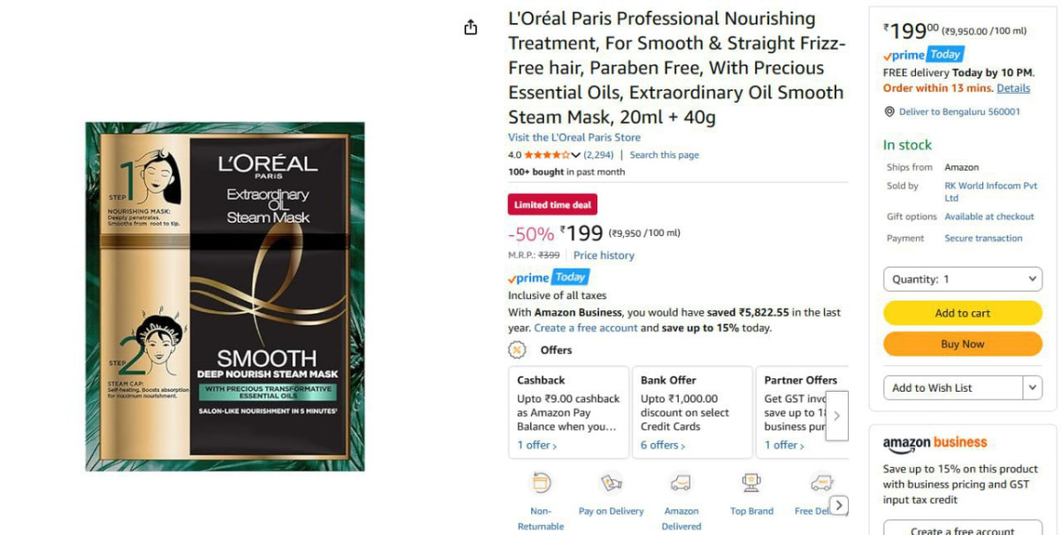 L Oreal Paris Professional Nourishing Treatment 20ml 40g 199 – Best Price i