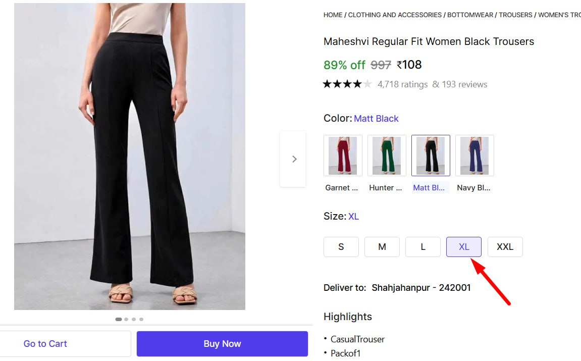 Regular Fit Women Black Trousers 108 – Best Price in India