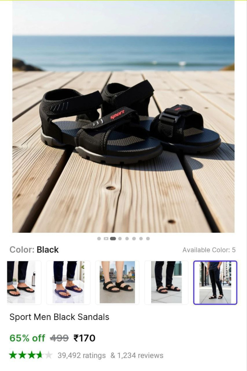 Men Black Sandals 170 – Best Price in India