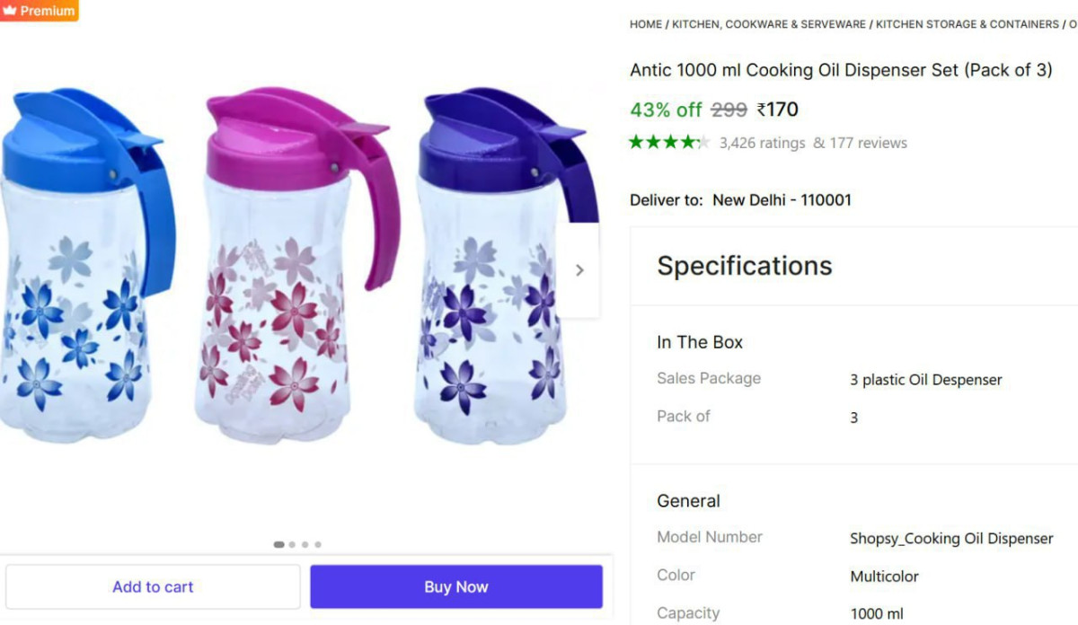 L Cooking Oil Dispenser Set (pack Of 3) 170 – Best Price in India