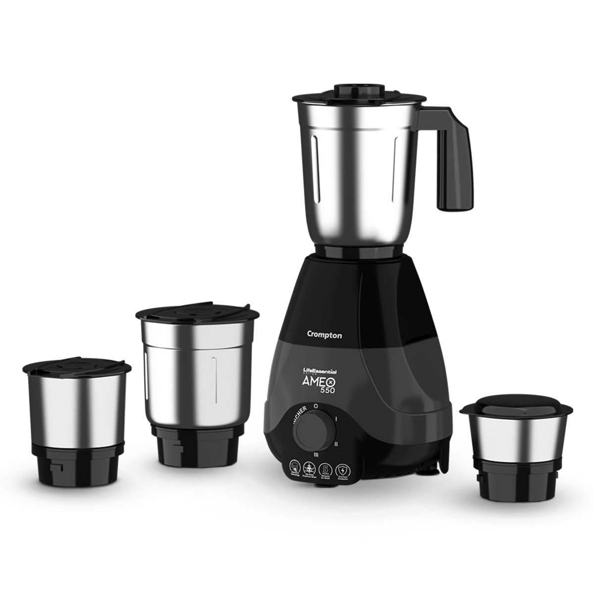 Crompton Ameo 550-watt Mixer Grinder With Maxigrind And Motor Vent-x Techno