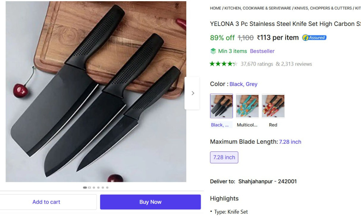 Pc Stainless Steel Knife Set 113 159 - Minimum Buy 3 Quantity – Best Price 