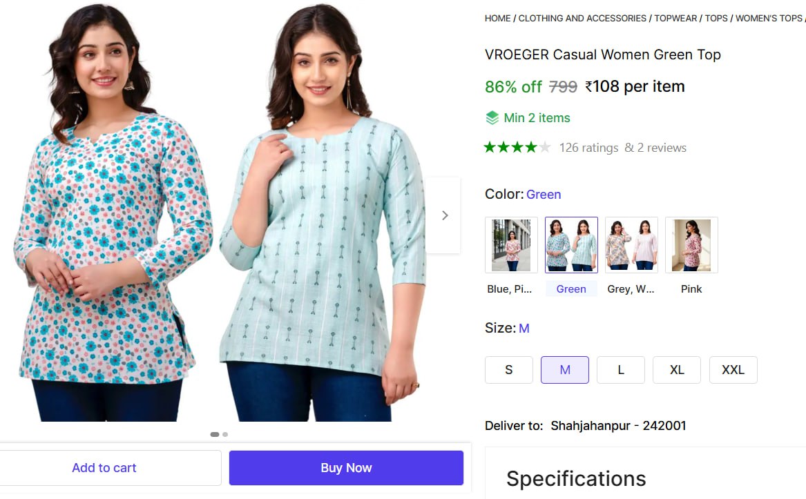 Women Casual Top 108 Min Buy - 2 – Best Price in India