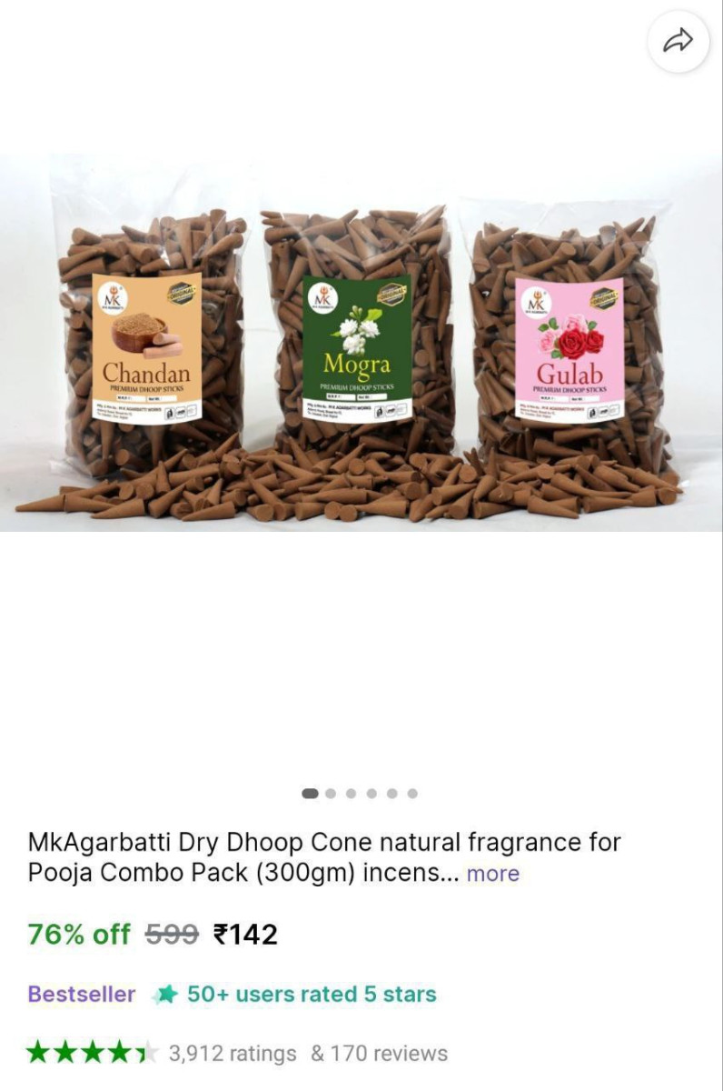 Dry Dhoop Cone Combo (300gm) 142gulab Mogra Chandan – Best Price in India