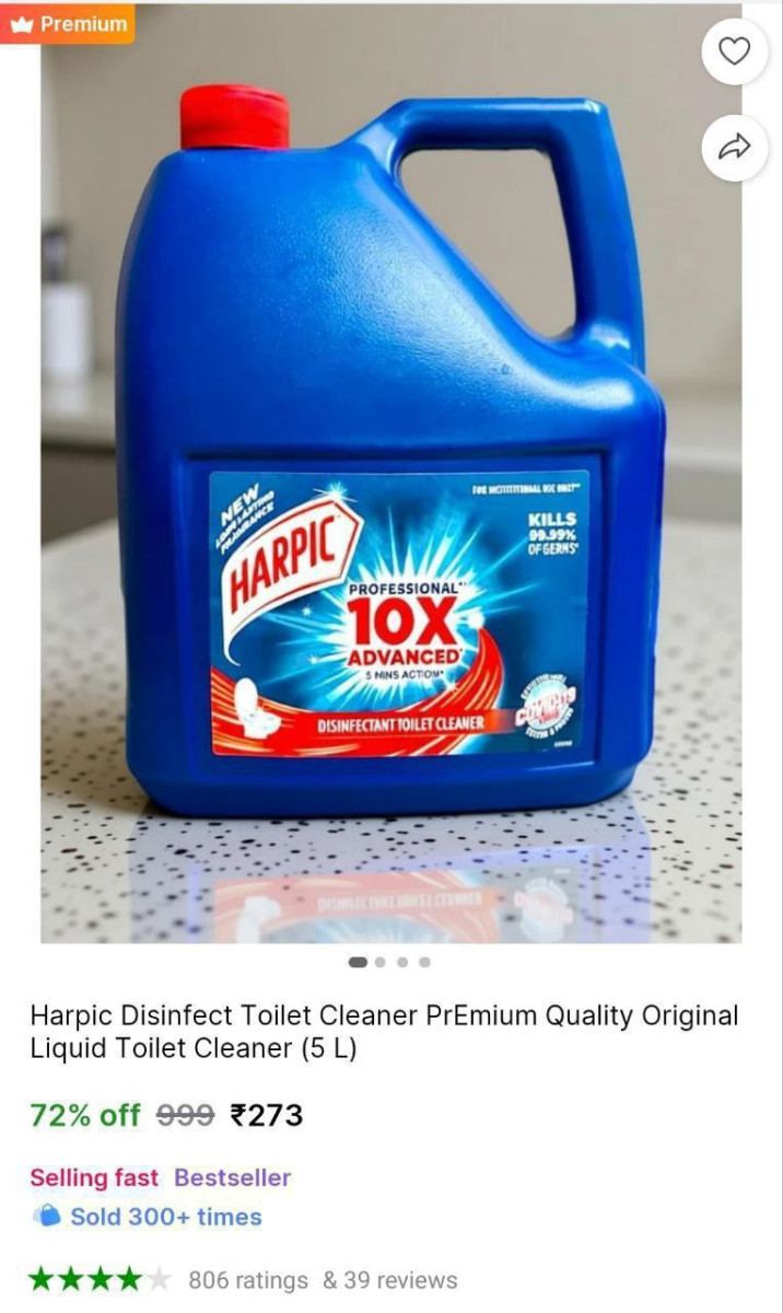 Harpic Liquid Toilet Cleaner (5 L) 273 – Best Price in India