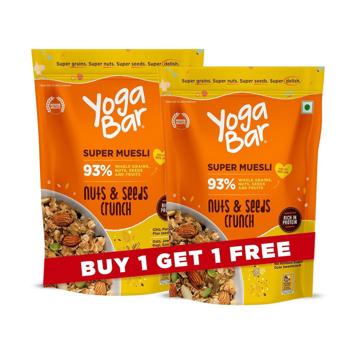 Yogabar Muesli Nuts Seeds Crunch 700g (buy 1 Get 1 ) 349 – Best Price in In
