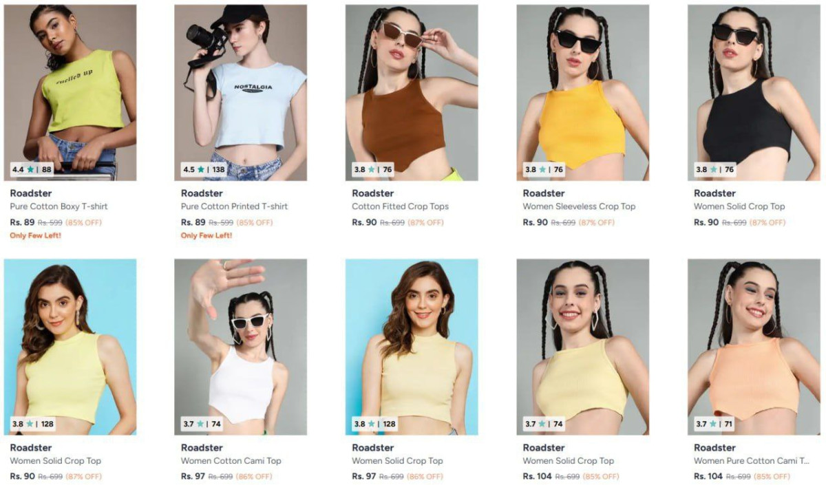 Myntra Roadster Clothing Starts At 89 Men S Women S More Deals Click Here M