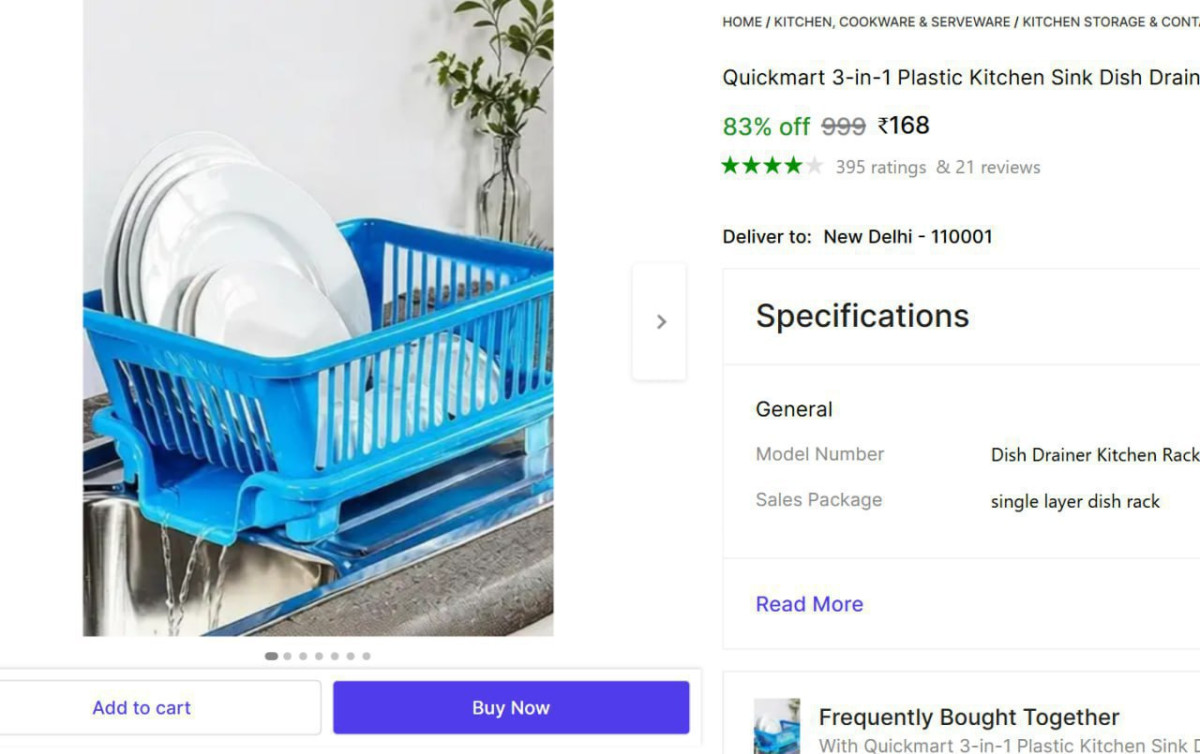 Dish Drainer Kitchen Rack 168 – Best Price in India