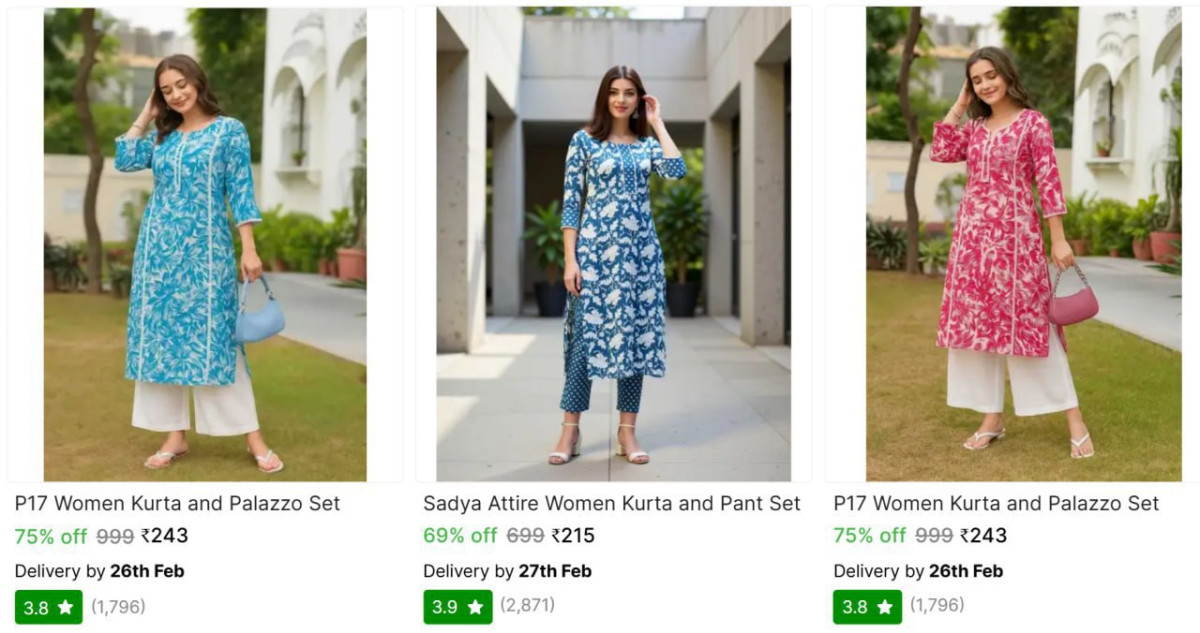 Women Kurta And Palazzo Set 243 215 243 More – Best Price in India