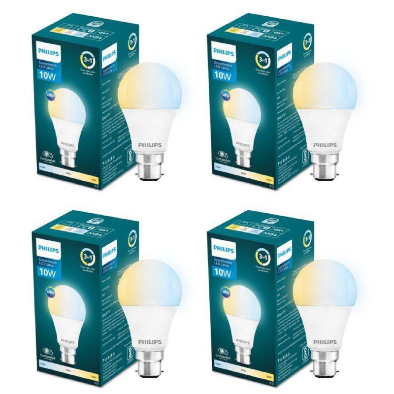 Philips 10 W Led Bulb 3 Colors In 1 Led Bulb Pack Of 4 B22d – Best Price in