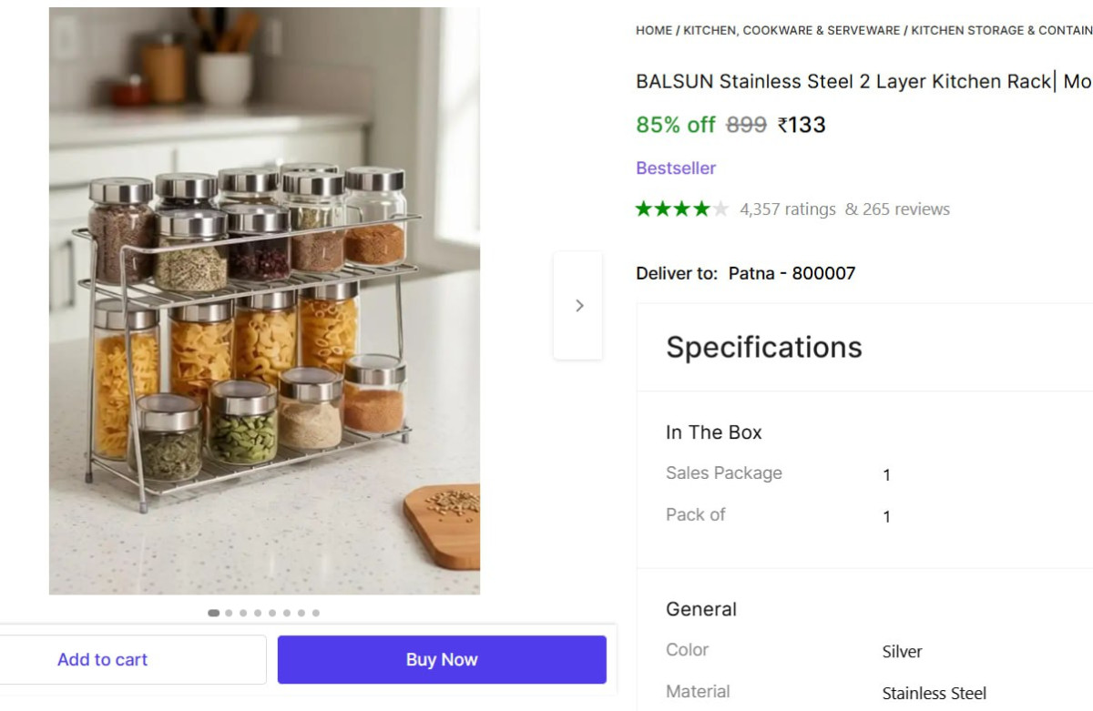 -layer Stainless Steel Kitchen Rack 133 – Best Price in India