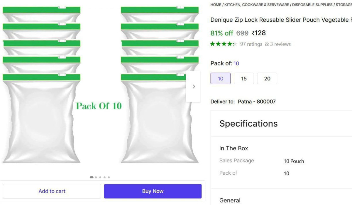 Lowest Slider Zip Storage Bags For Food Storage (10 Pcs) 128 – Best Price i