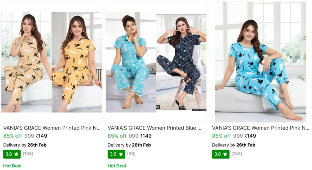 Women Night Suit Set Starts At 149 – Best Price in India