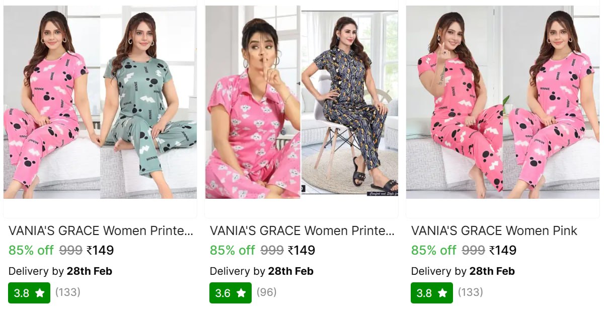 Women Night Suit Set Starts At 149 – Best Price in India