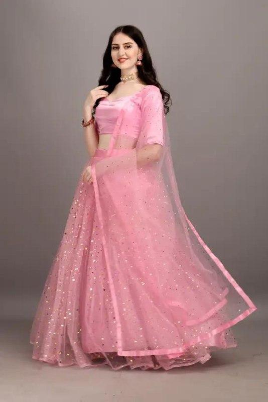 Color Bucket Embellished Self Design Semi Stitched Lehenga Choli (pink) 383
