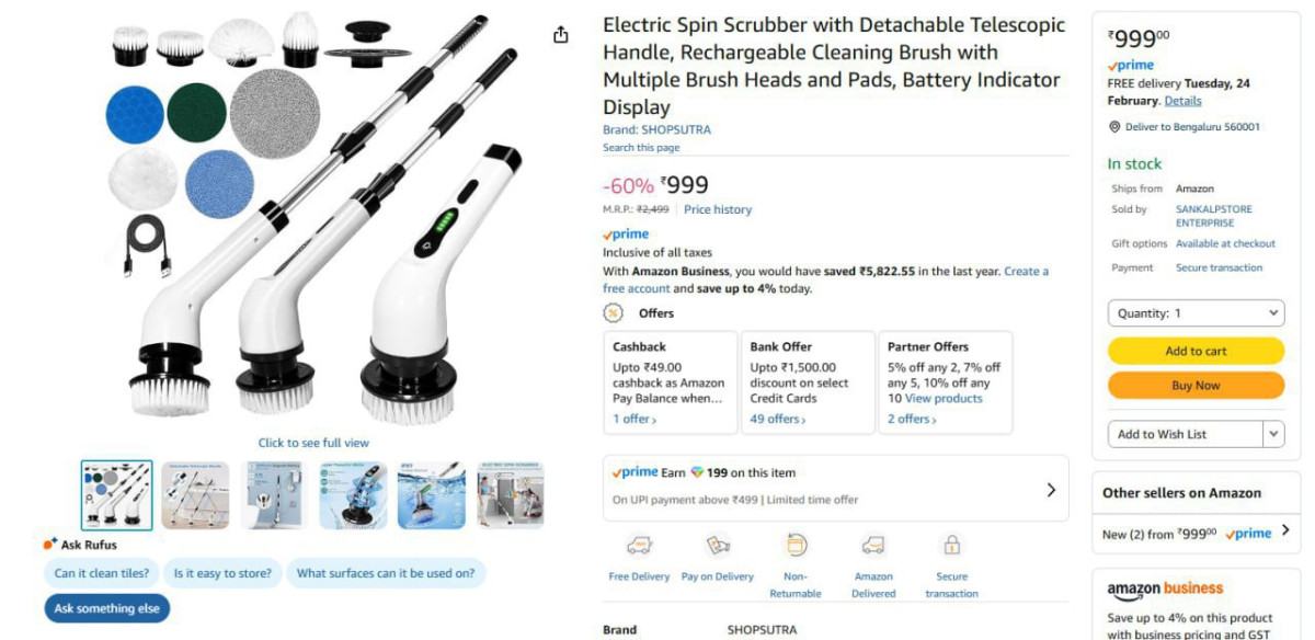 Electric Spin Scrubber 999 – Best Price in India