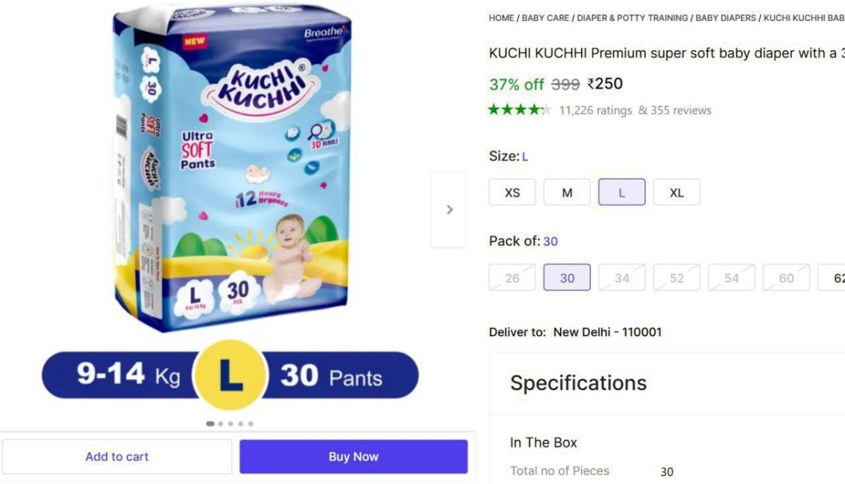 Baby Diaper L (30 Pants) 250 – Best Price in India