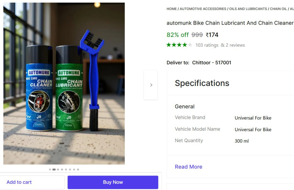 Chain Cleaner Spray With Cleaning Brush 174 – Best Price in India