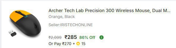 Flipkart 86 - Archer Tech Lab Wireless Mouse At Rs 285 – Best Price in Indi