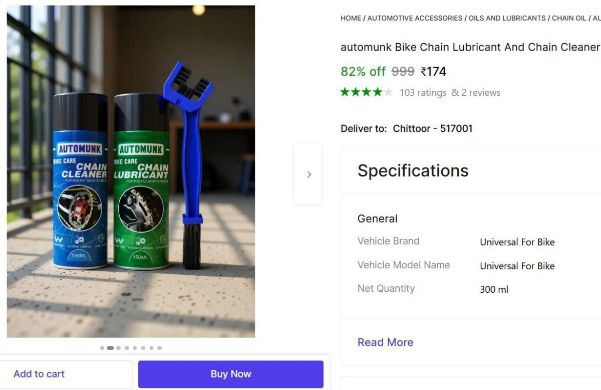 Chain Cleaner Spray With Cleaning Brush 174 – Best Price in India