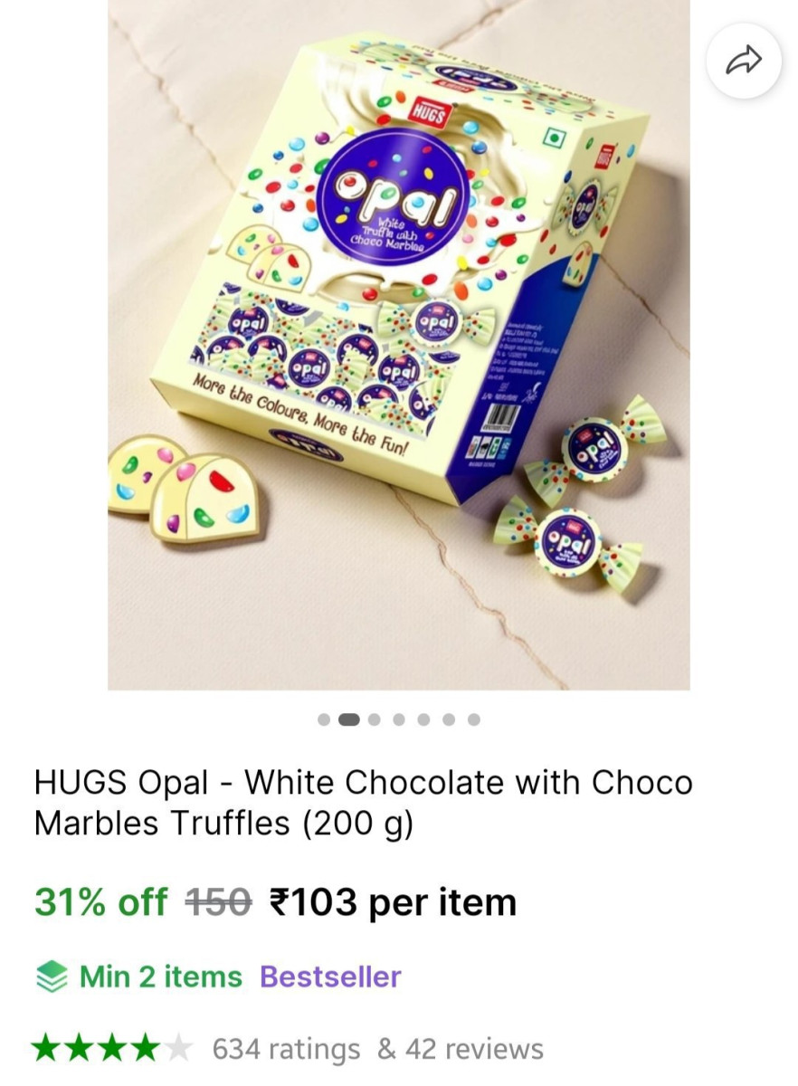 Hugs Opal White Chocolate 103 – Best Price in India