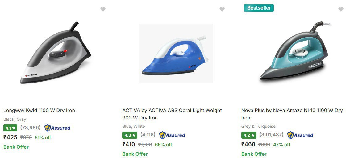 Flipkart Branded Dry Irons Starts At Rs 410 Link – Best Price in India