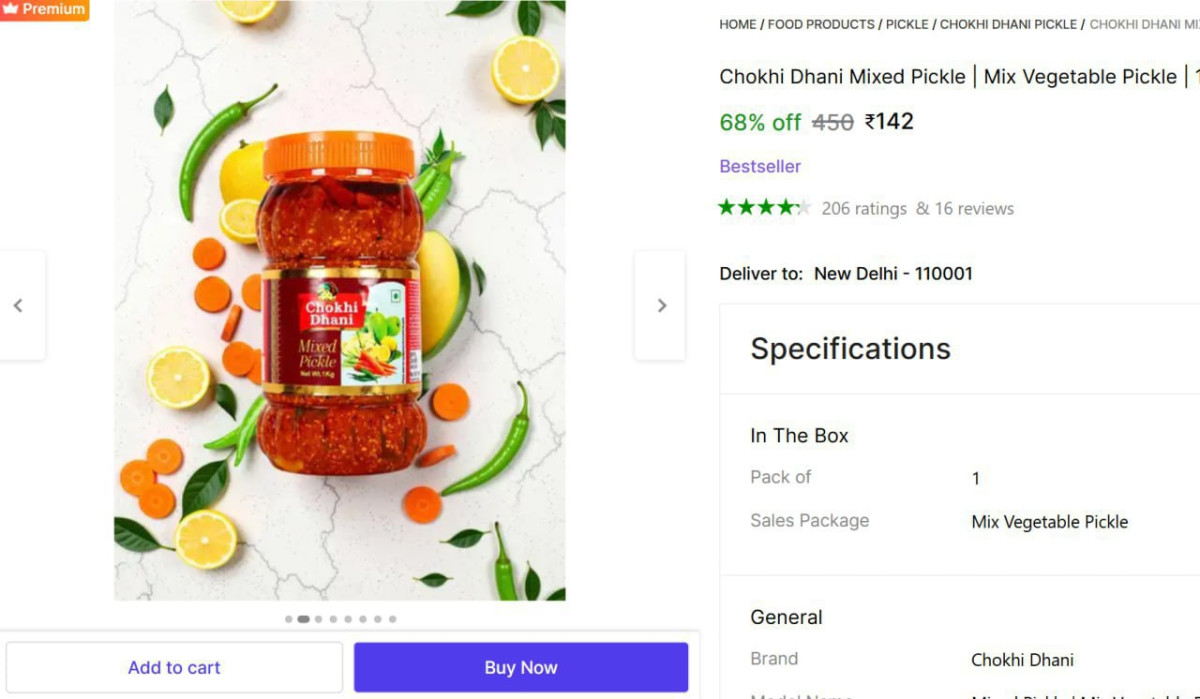 Chokhi Dhani Mix Pickle 1kg At 142 – Best Price in India