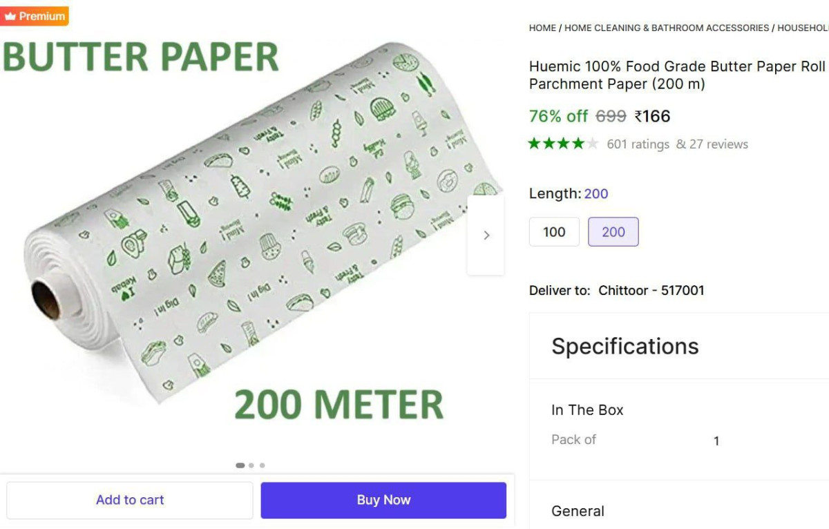 Butter Paper Roll 200 Mtr 166 – Best Price in India