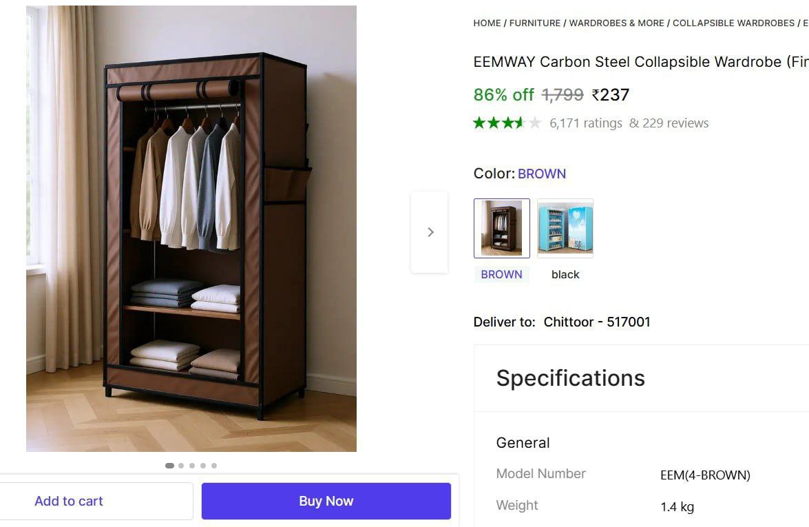 Collapsible Wardrobe 237222 - – Best Price in India