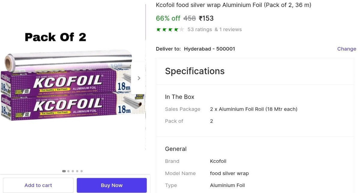 Aluminium Foil (2 Pcs) At 153 – Best Price in India