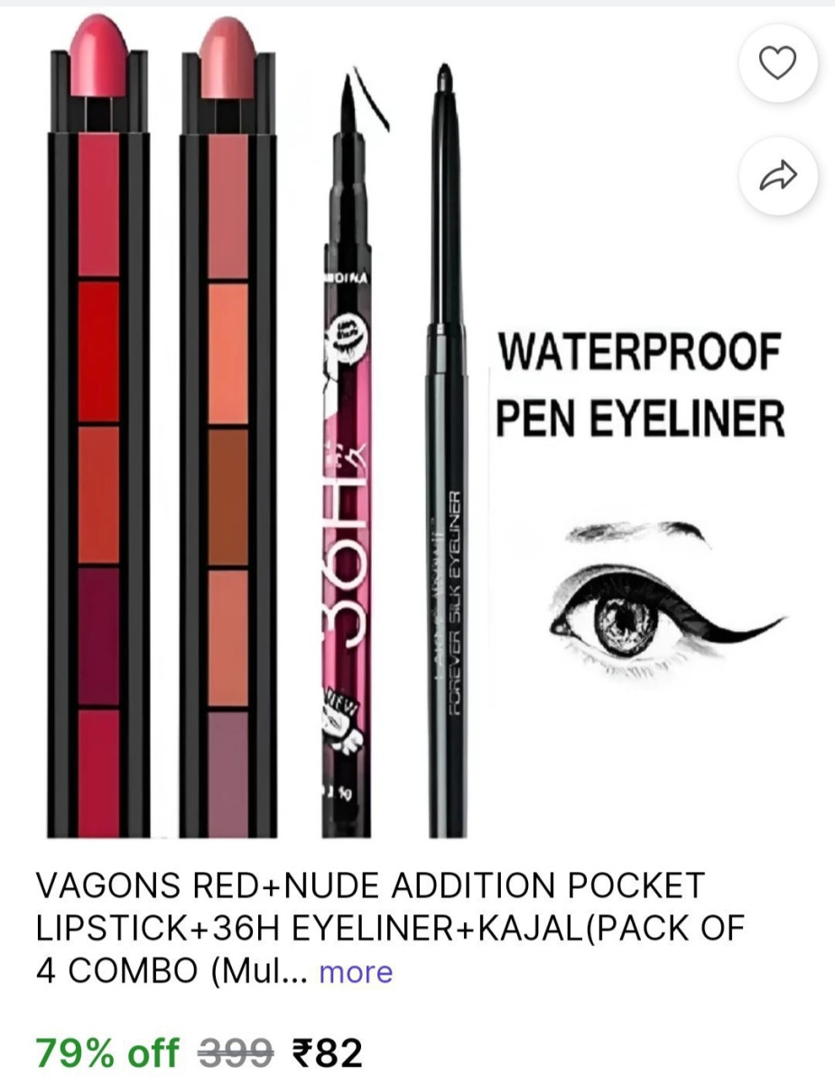 Lipstick Eyeliner Kajal (pack Of 4) 82 – Best Price in India